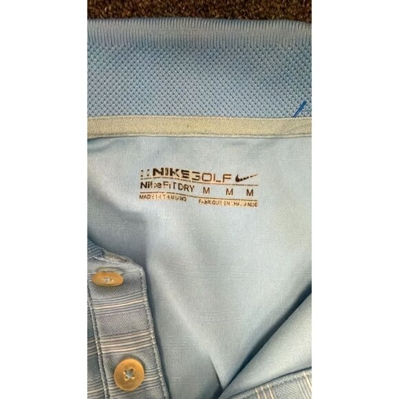 Nike Golf Disney Polo Shirt Mens Medium Light Blue Striped Performance Dri-Fit - Picture 2 of 3